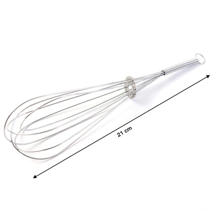 Stainless steel manual egg beater whisk by Wukusy with ergonomic handle and rotating beaters for kitchen mixing tasks.
