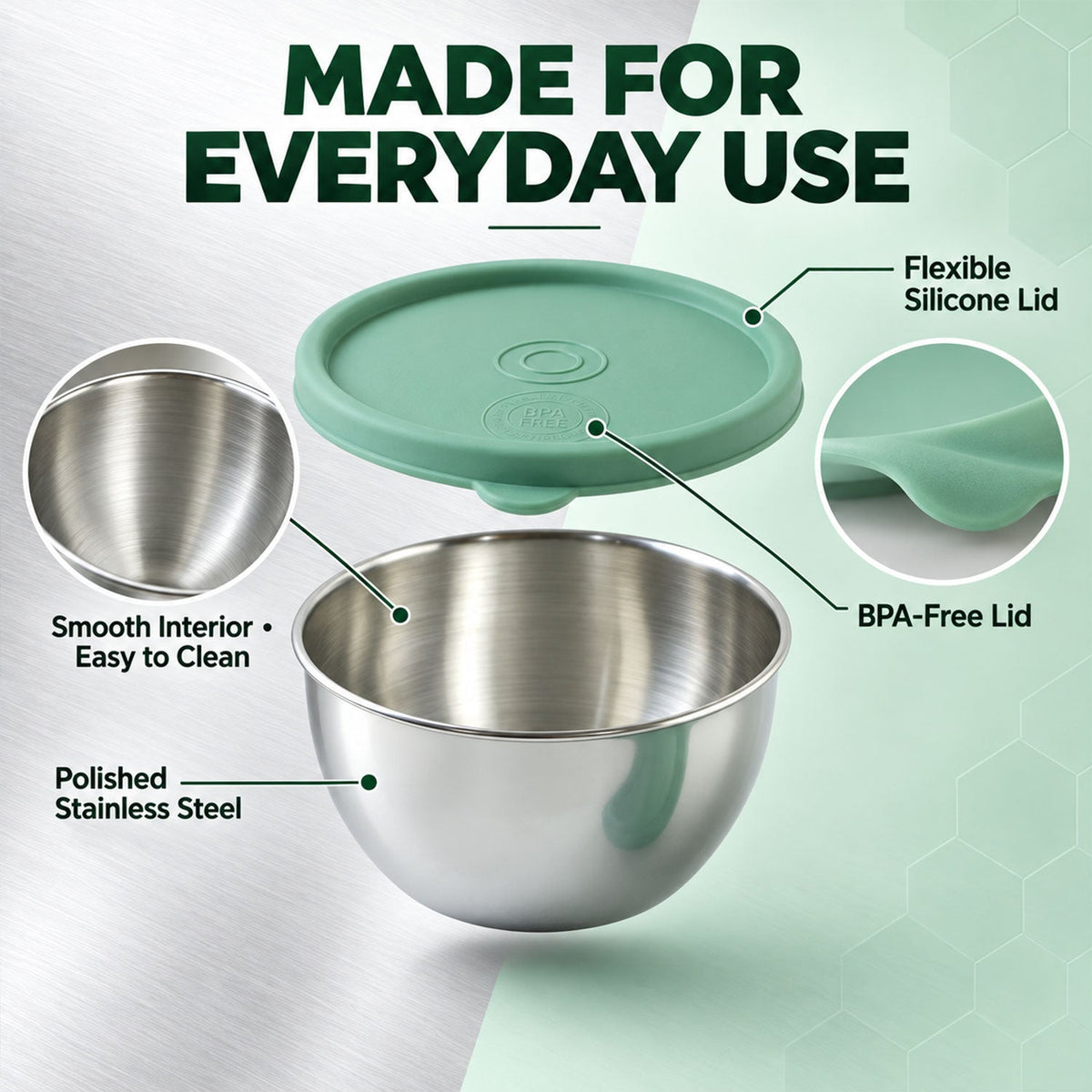 Wukusy Apex stainless steel 400ml container with lid, part of a 2-piece kitchen gift set, suitable for food storage.