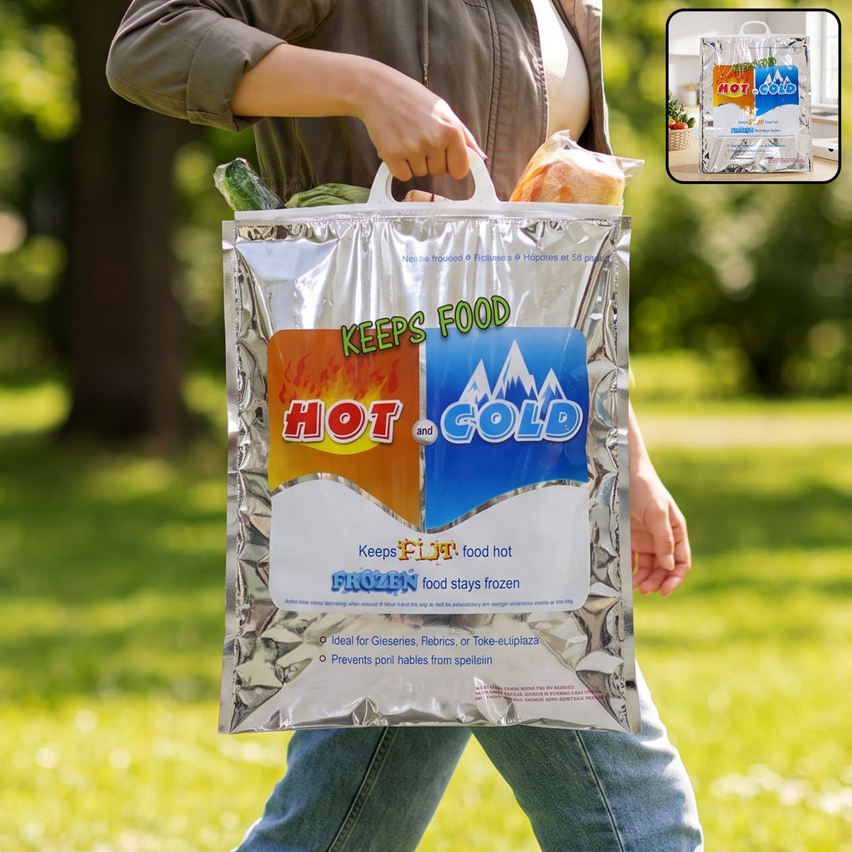 Medium Hot  Cold Insulated Food Storage Bag For Grocery Picnic  Travel (1 Pc)