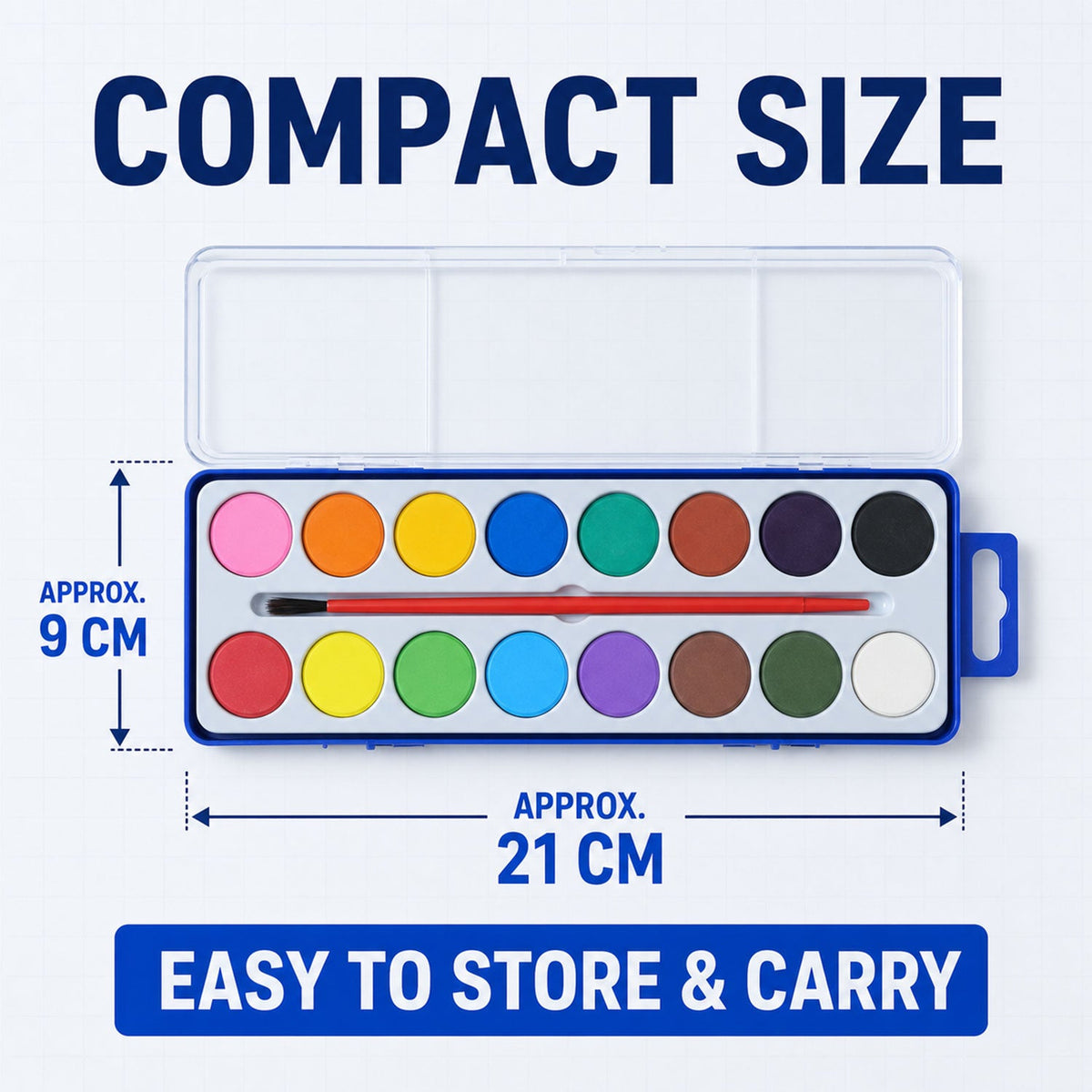 Watercolor Paint With Brush And Protective Plastic Case (16 Colors With Brush)