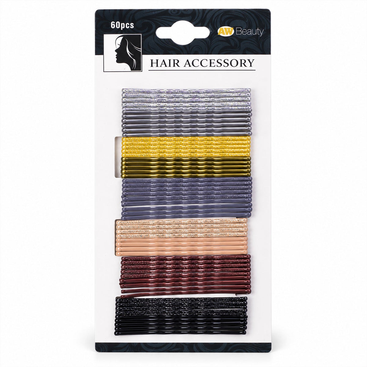 Set of 60 Wukusy metal hair pins with waved grip and rounded tips for secure hair styling, 5cm length, arranged in a pile.