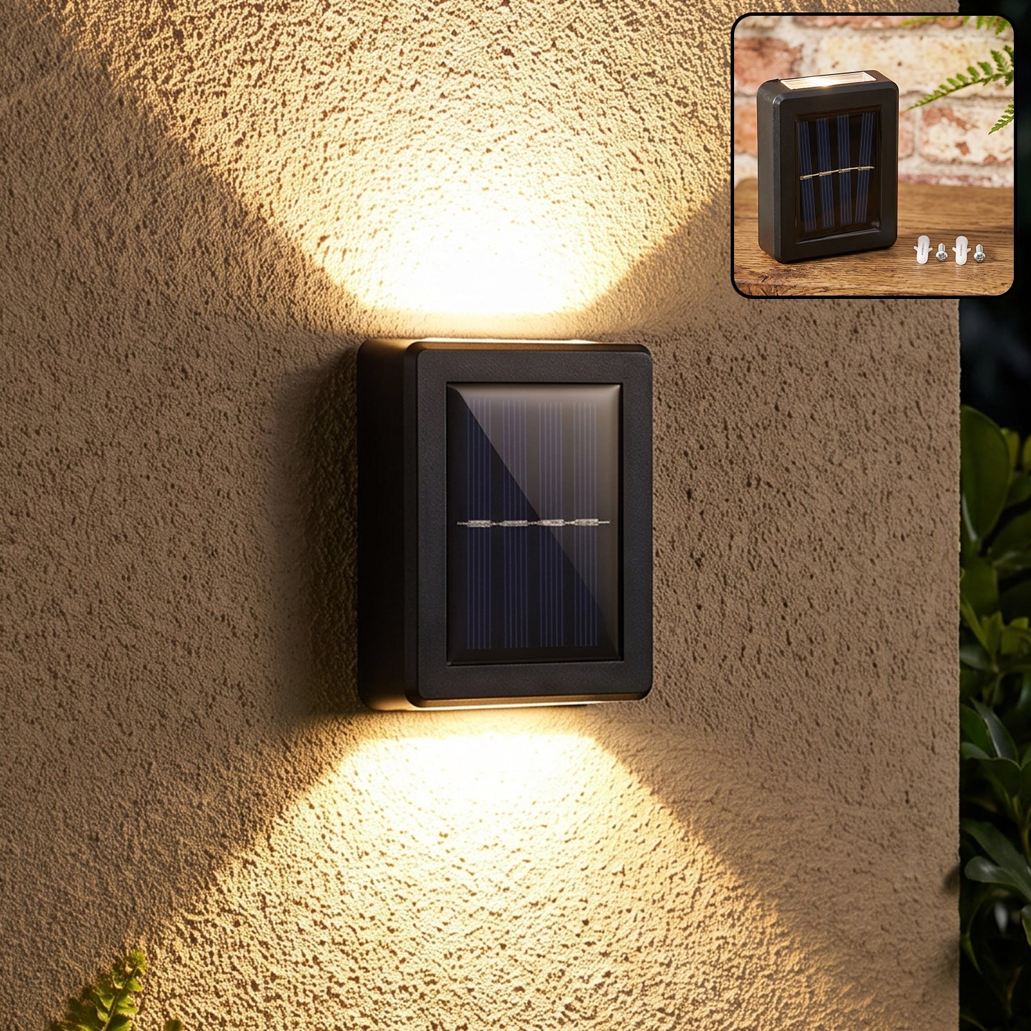 Sensor Solar Led Wall Light Up Down Beam Outdoor Garden Lamp (1 Pc)