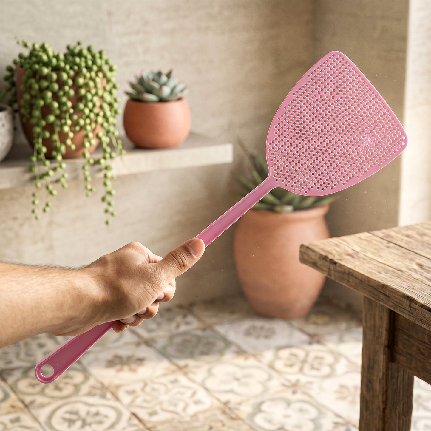 Wukusy premium manual swat pest control tool, 39 cm, designed for effective insect removal with a sturdy handle and pest-swatting surface.