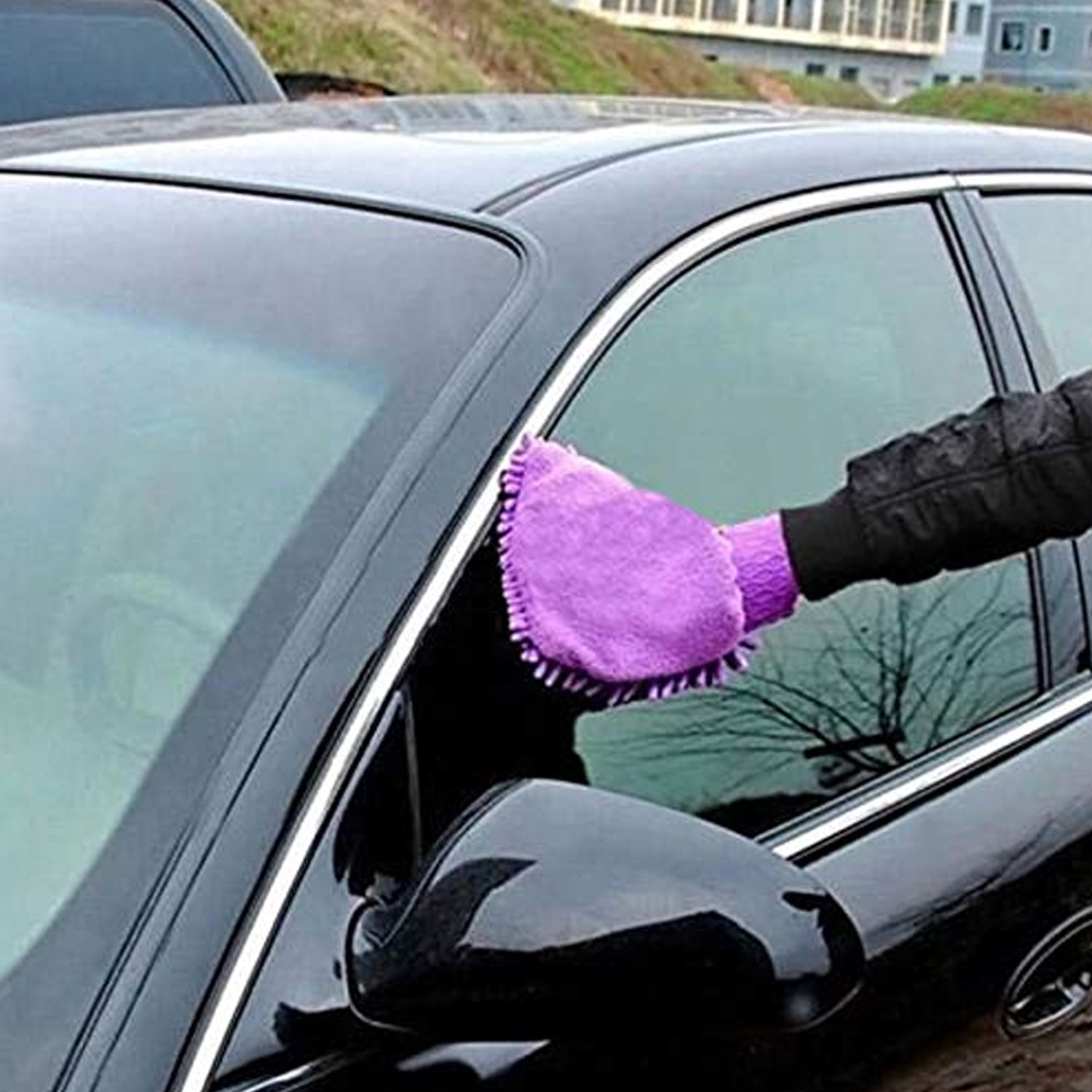Wukusy 9-in-1 car washing and cleaning kit accessories set with brushes, sponges, and microfiber cloths for vehicle detailing.