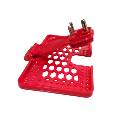Wukusy 6496 red multi-purpose wall holder stand for mobile charging, fits in socket and hangs mobile devices for easy access.
