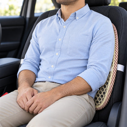 Wukusy car seat mesh back support with curved frame and elastic strap backrest