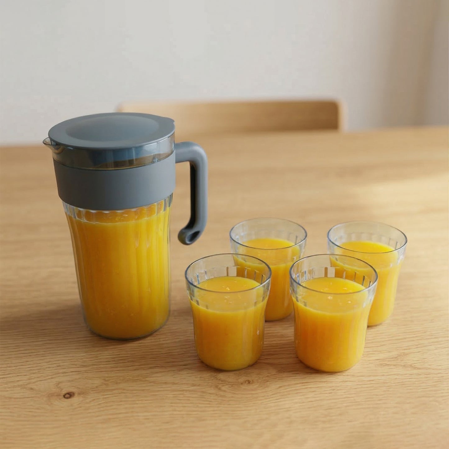Multipurpose Plastic Water Juice Serving Jug With 4 Drinking Glasses Set (1 Set)