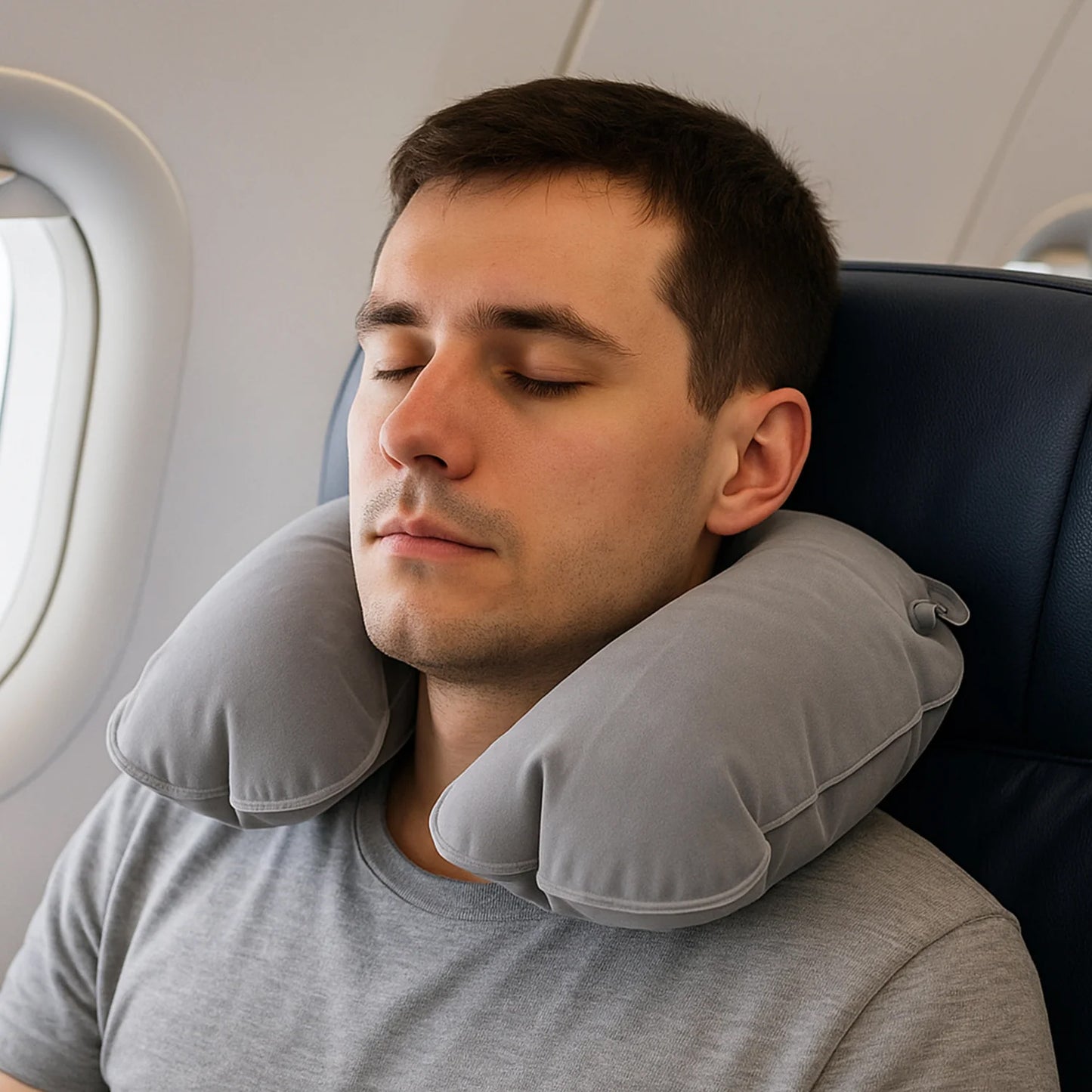 Wukusy 4-in-1 travel comfort sleep kit with pillow, eye mask, earplugs, and blanket for portable relaxation.