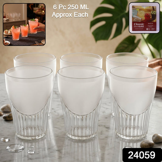 Classic Plastic Juice Glass Set Unbreakable Water Tumbler For Home (6 Pc Set)