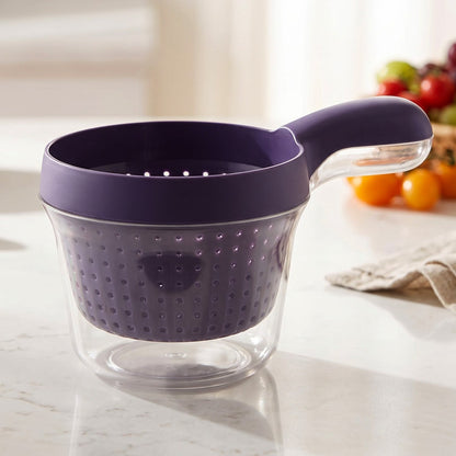 Plastic Drain Basket With Handle And Catch Bowl For Fruits And Vegetables (1 Pc)