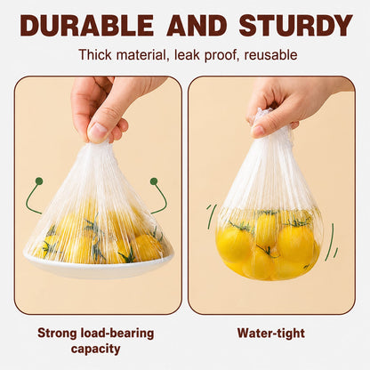 Plastic Elastic Food Wrap Bag Covers For Bowls Plates And Fresh Storage (100 Pc)
