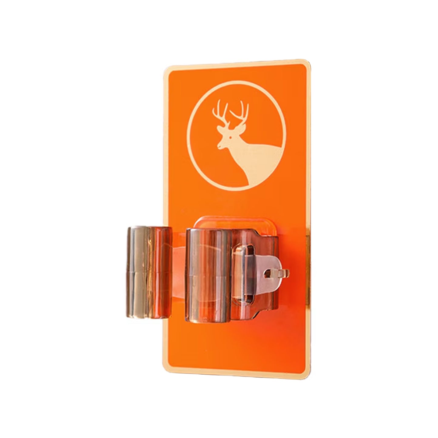 Wall mounted Wukusy mop holder clip for bathroom and kitchen, showing the sturdy plastic clip and mounting bracket on a wall.
