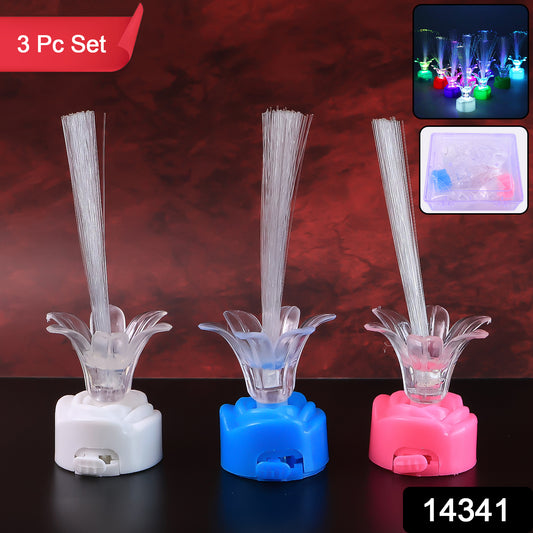 Multi-color Led Fiber Optic Flower Night Lamps (Mix Color  3 Pc)