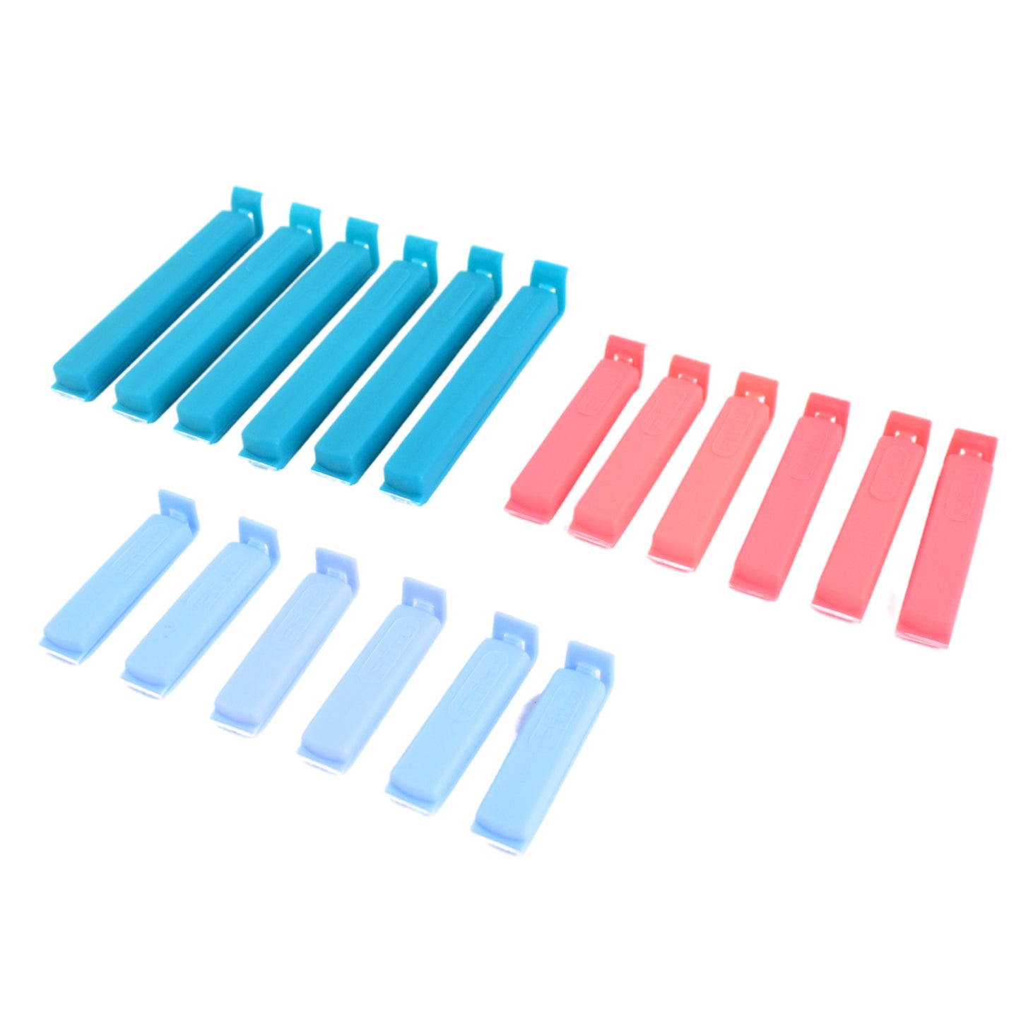 Wukusy Ritu 18-piece plastic pouch sealer clip set with assorted clips for sealing and storing food and packaging.