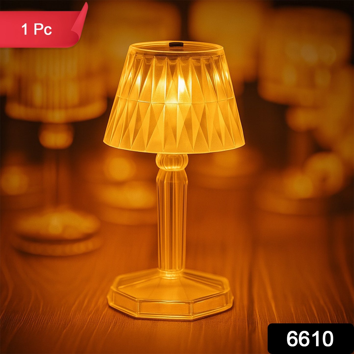 6610 2in1 Transparent Mini Crystal Table Lamp With Reflection Light