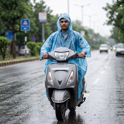 Disposable Rain Coat With Hood Waterproof Plastic Poncho Unisex (1 Pc)