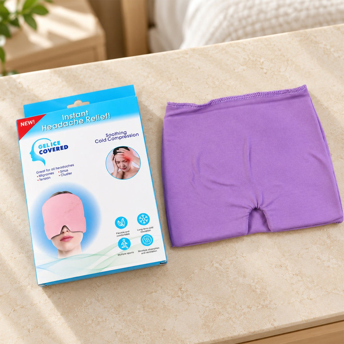 Hot  Cold Head Comfort Cap With Stretchable Fabric And Eye Coverage (1 Pc)