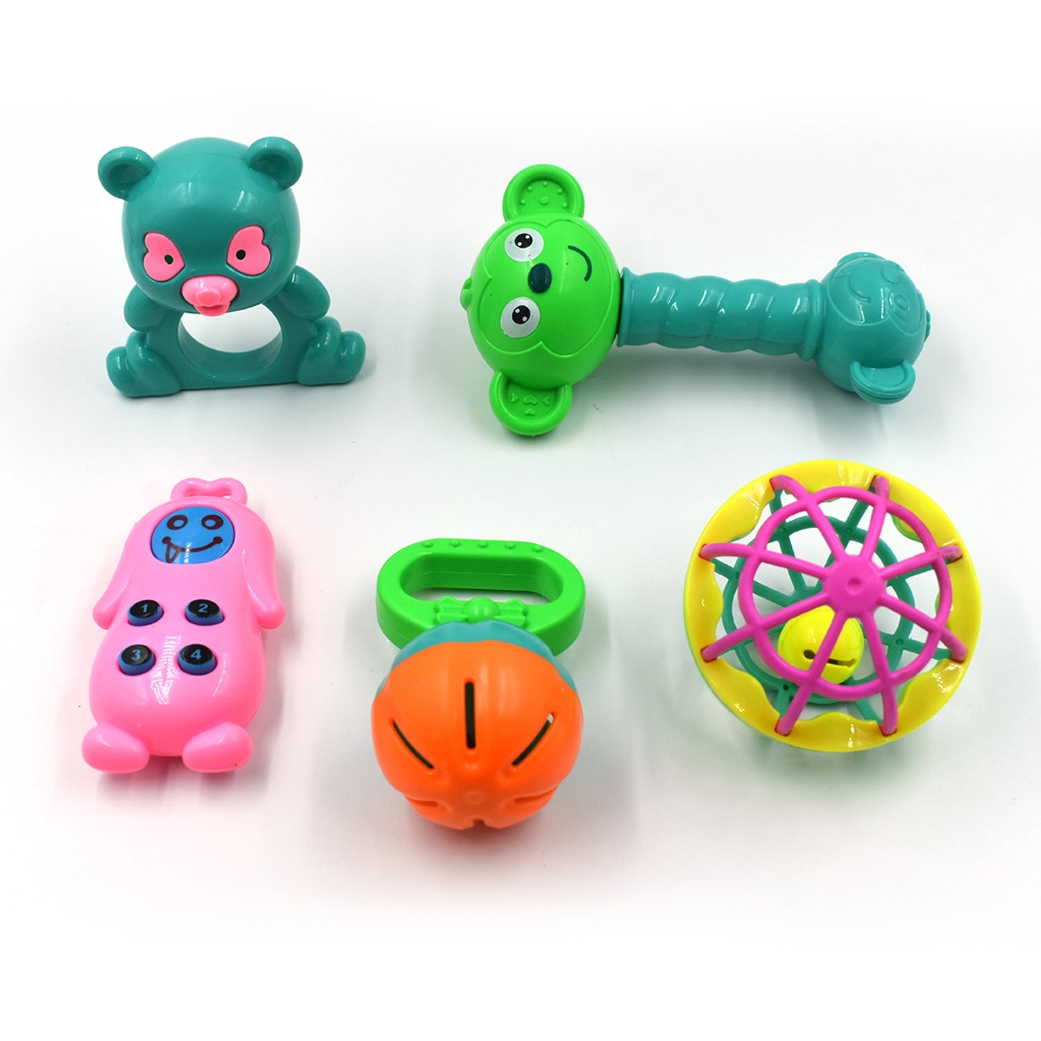 Wukusy 1938 At38 5-piece rattles toy set for babies and kids, colorful and engaging toys for play and enjoyment.