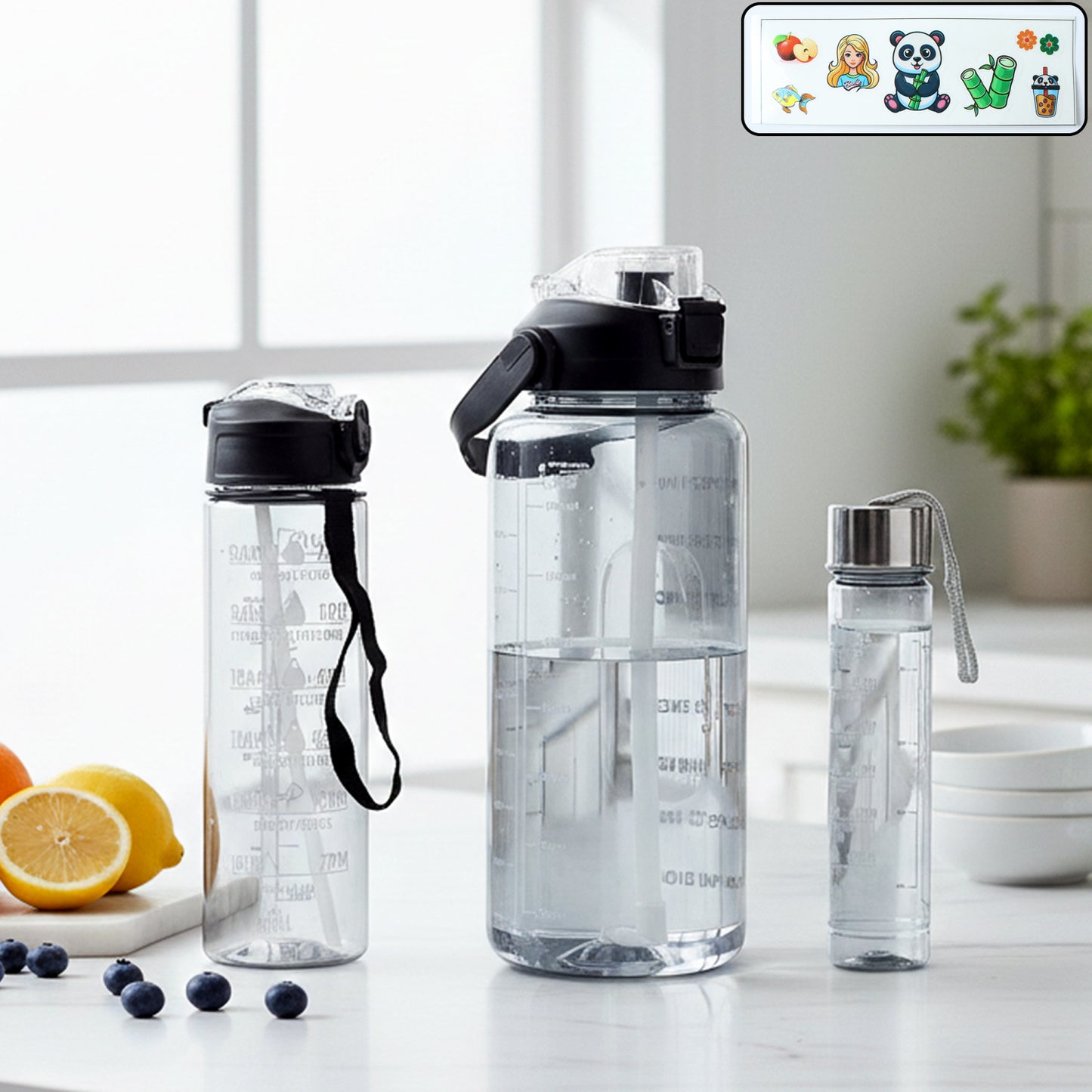3 In 1 Multipurpose Water Bottle Set(2000 Ml+ 900 Ml+ 500 Ml 3 Pc Set)