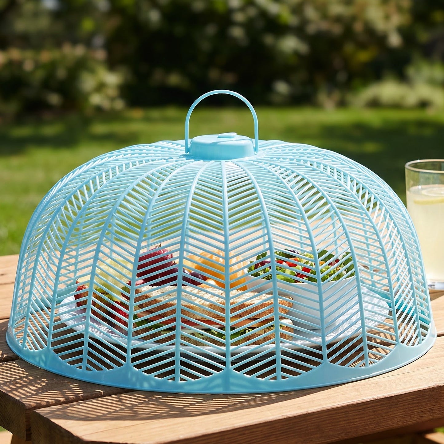 Plastic Mesh Food Cover Set With Carry Handles For Kitchen And Dining Use (4 Pc)