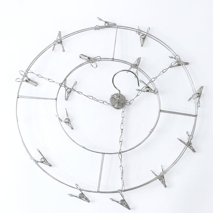 Stainless Steel Round Multi Clip Drying Hanger For Socks And Underwear (1 Pc)