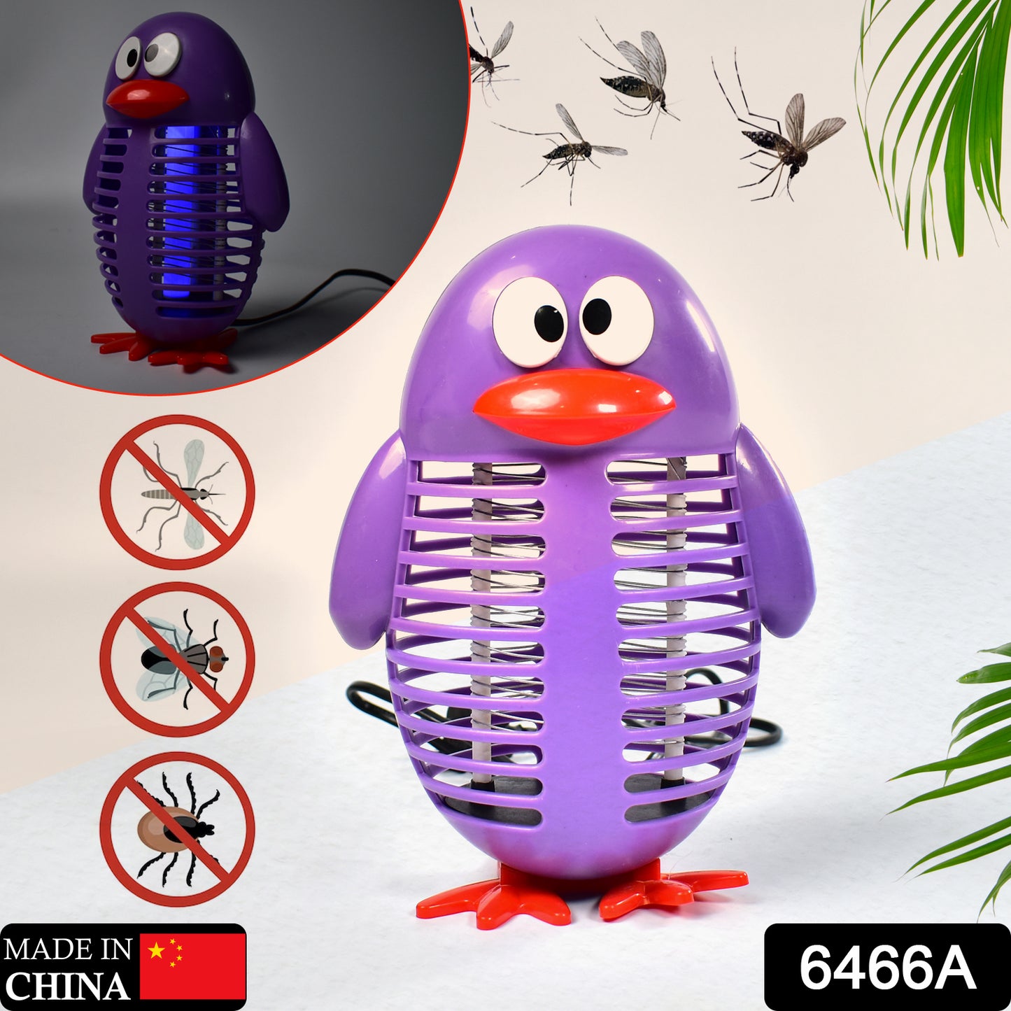 Wukusy 6466a electronic LED mosquito killer lamp with bug zapper, USB powered, eco-friendly insect trap for home use