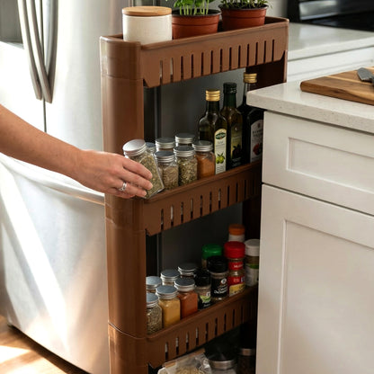 Multipurpose Plastic 4 Layer Storage Rack With Wheels