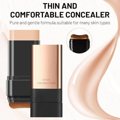 2 in 1 Luxury Anti-Wrinkle Foundation Stick, Long-Lasting Double Head Foundation Make Up Stick with Brush, (Natural, 1 PCS)