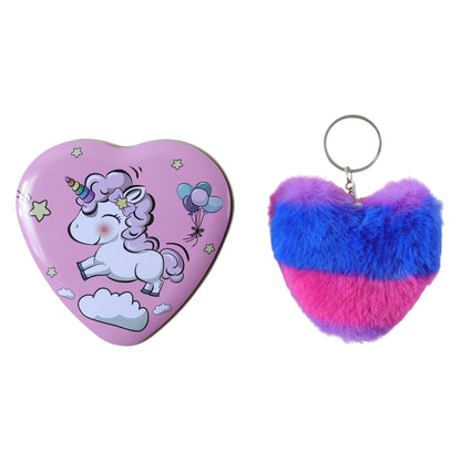 Heart Shape Gift Box  Plush Keychain (2 Pc)