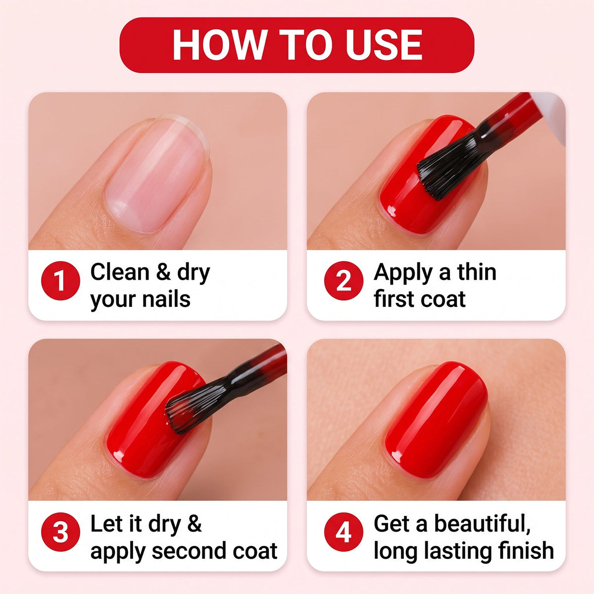 Wukusy classic red nail polish with matte finish, 10ml bottle, featuring a brush applicator on a white background.
