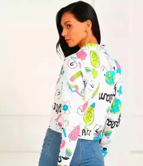 Women’s Printed Denim Jacket – Casual Outerwear