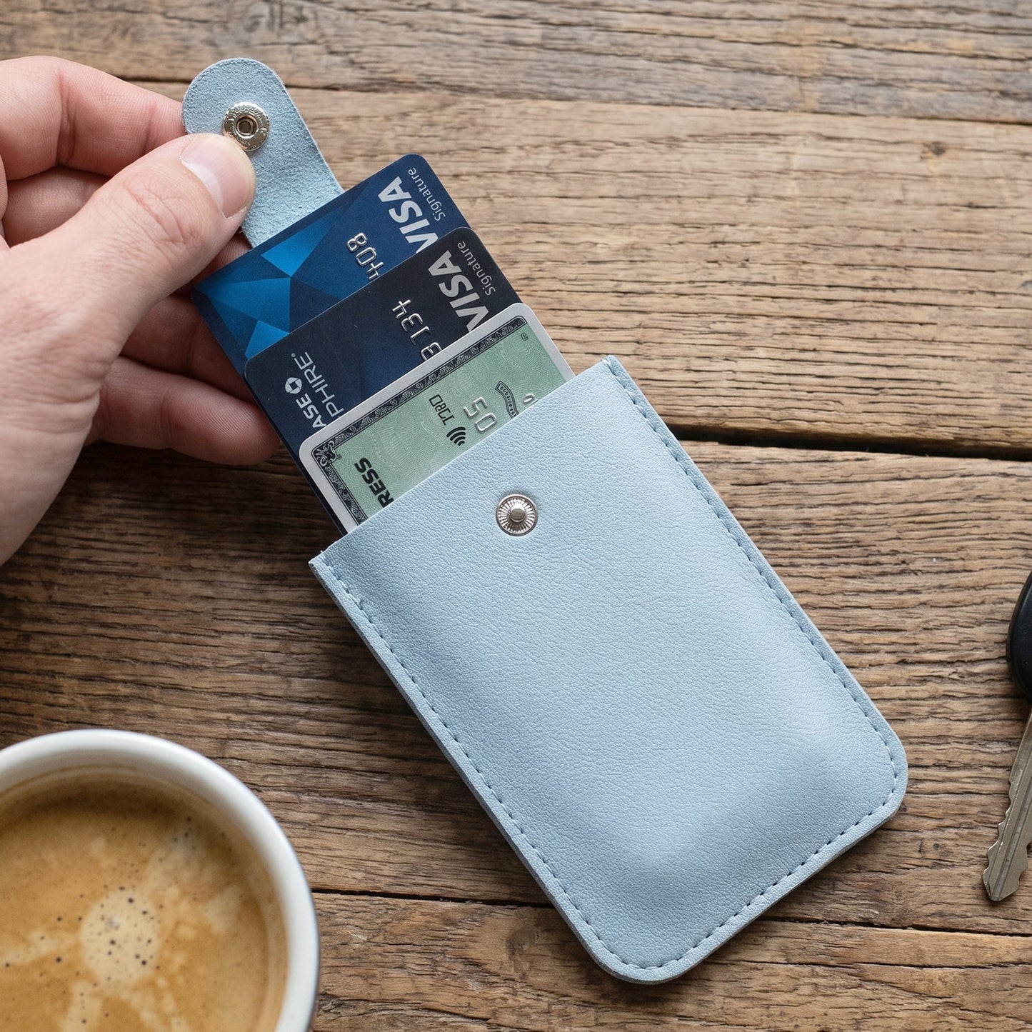 Pu Leather Snap Button Pull Out Card Holder Wallet Slim Multi Card (1 Pc)