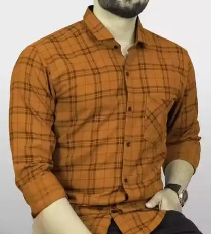Men’s Cotton Blend Full Sleeve Checked Shirt – Formal, Casual & Partywear, M to XXL.