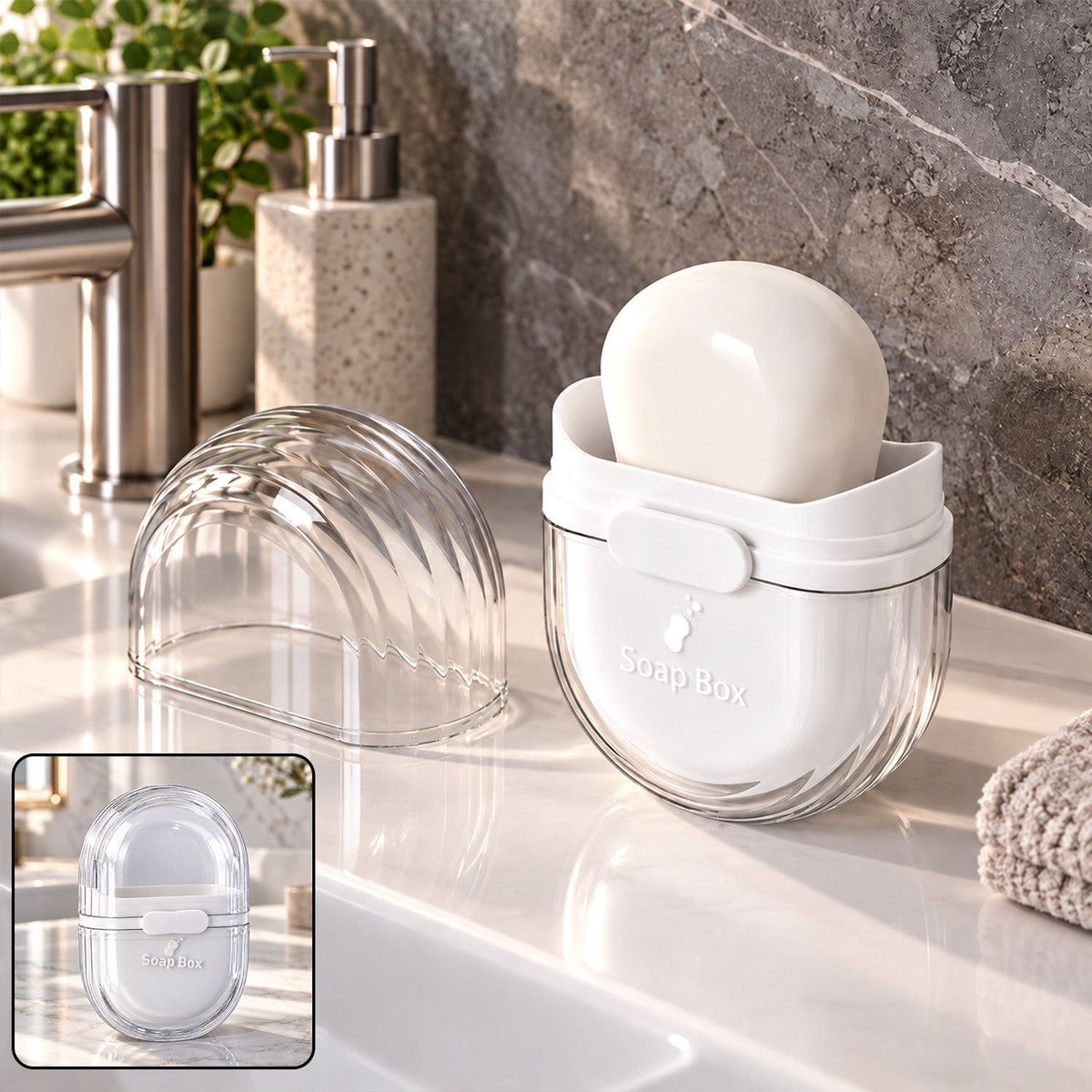 Plastic Travel Soap Case With Slide Lock And Removable Tray For Toiletries (1 Pc)