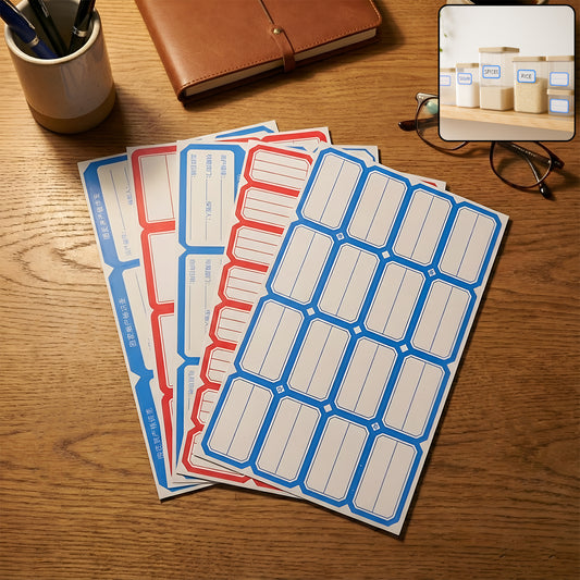 Wukusy multipurpose writable label stickers on five sheets, featuring blank labels for organization and labeling tasks.