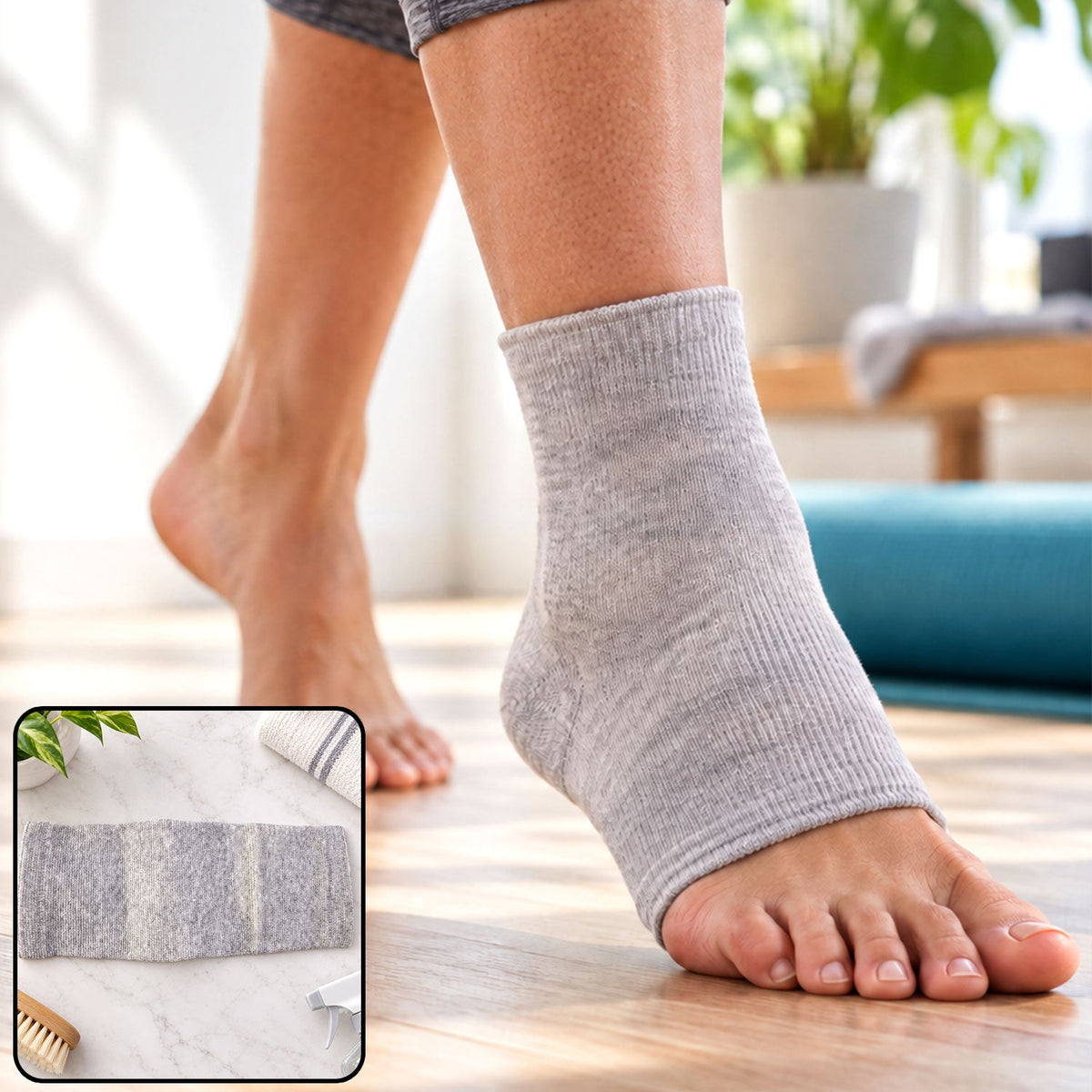 Wukusy soft stretchable open toe ankle support sleeve for daily comfort, shown on ankle with breathable fabric and flexible fit.