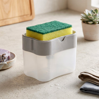 Soap Dispensing Sponge Holder Press Pump Caddy For Kitchen Sink (1 Set)