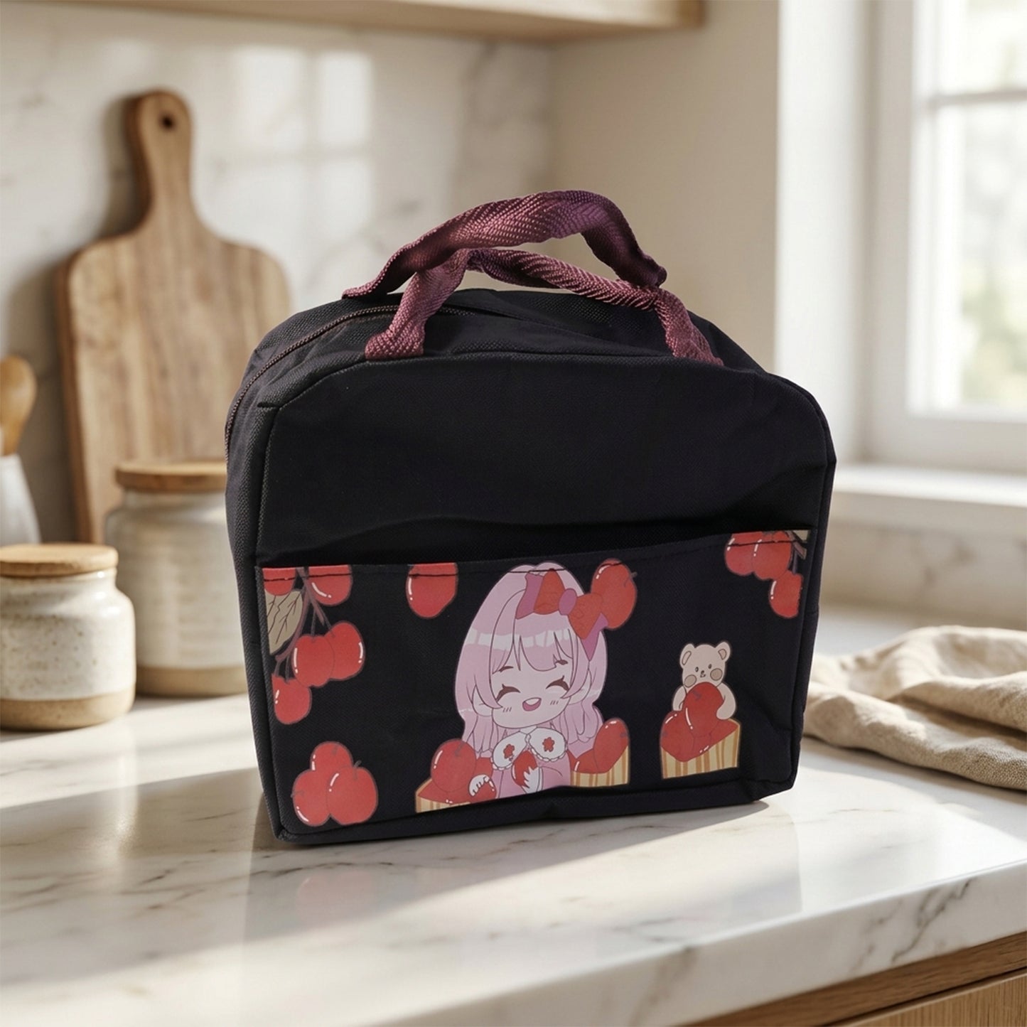 Insulated Lunch Bag With Cute Cartoon Design (1 Pc)
