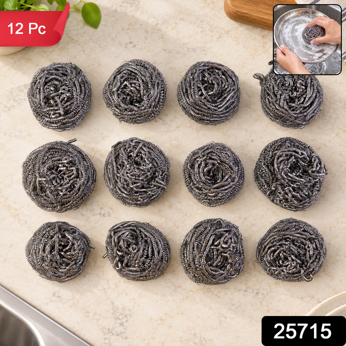 Wukusy 12-piece kitchen steel scrubbers for cleaning metal utensils, pots, and pans