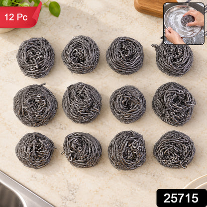 Wukusy 12-piece kitchen steel scrubbers for cleaning metal utensils, pots, and pans