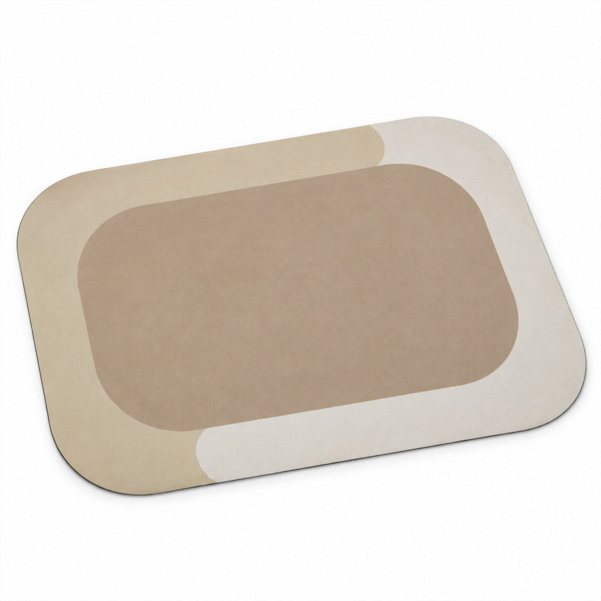 Wukusy decorative bathroom floor mat with soft top surface and border, measuring 59x40 cm, shown on a bathroom floor.