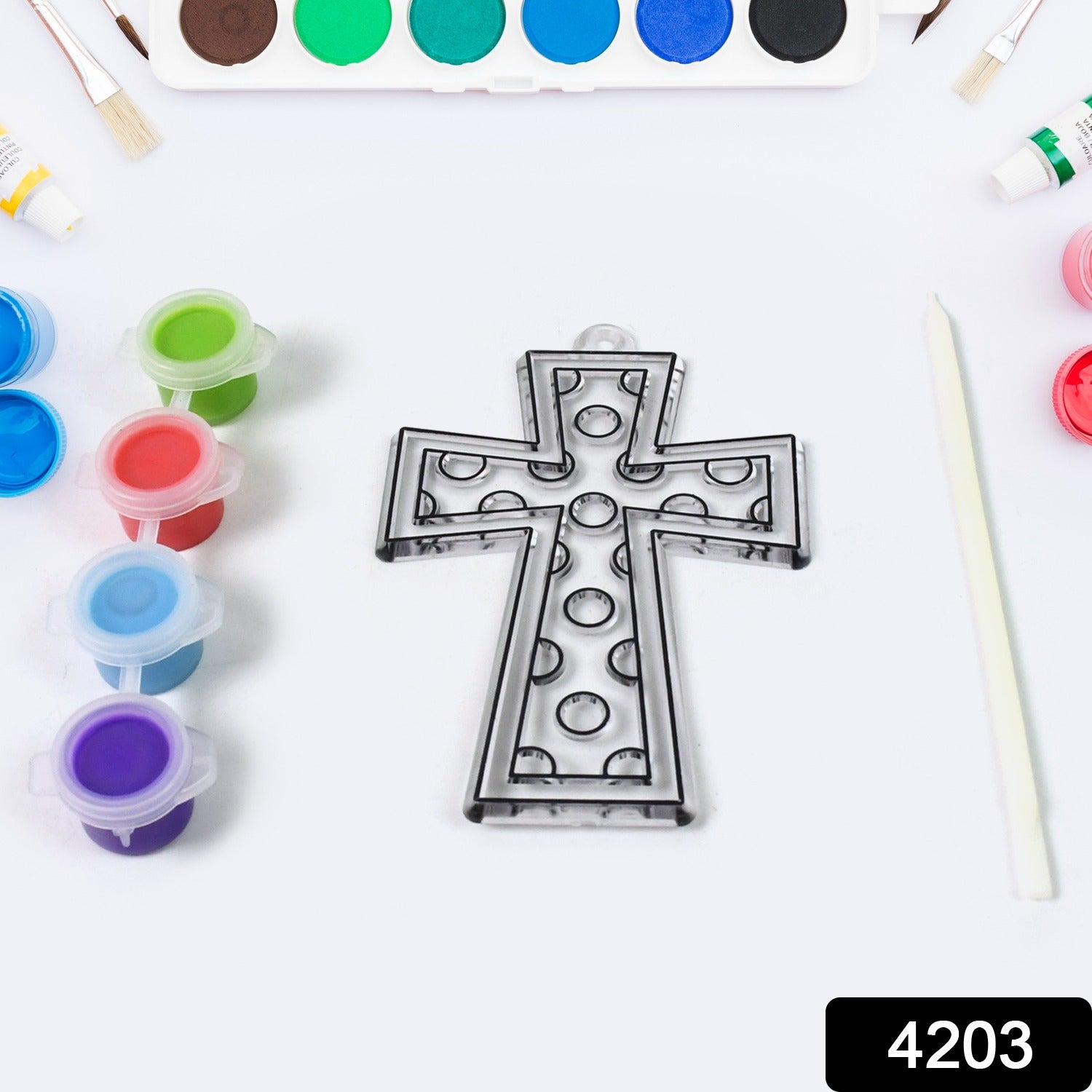 Wukusy acrylic paint color kit with four vibrant colors on a white background, ideal for office or craft projects.