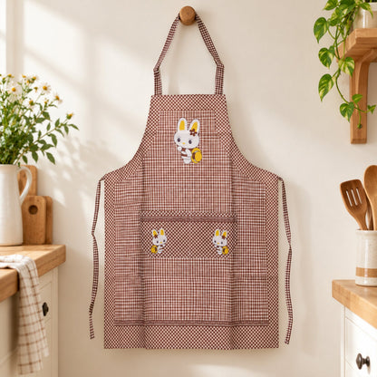 Kids cartoon kitchen cooking apron by Wukusy with front pockets, colorful design, measuring 71x57 cm, suitable for children.