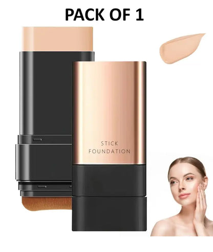 2 in 1 Luxury Anti-Wrinkle Foundation Stick, Long-Lasting Double Head Foundation Make Up Stick with Brush, (Natural, 1 PCS)