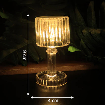 Set of 6 Wukusy LED crystal-effect table lamps for home decor, featuring elegant transparent glass with sparkling crystal accents.