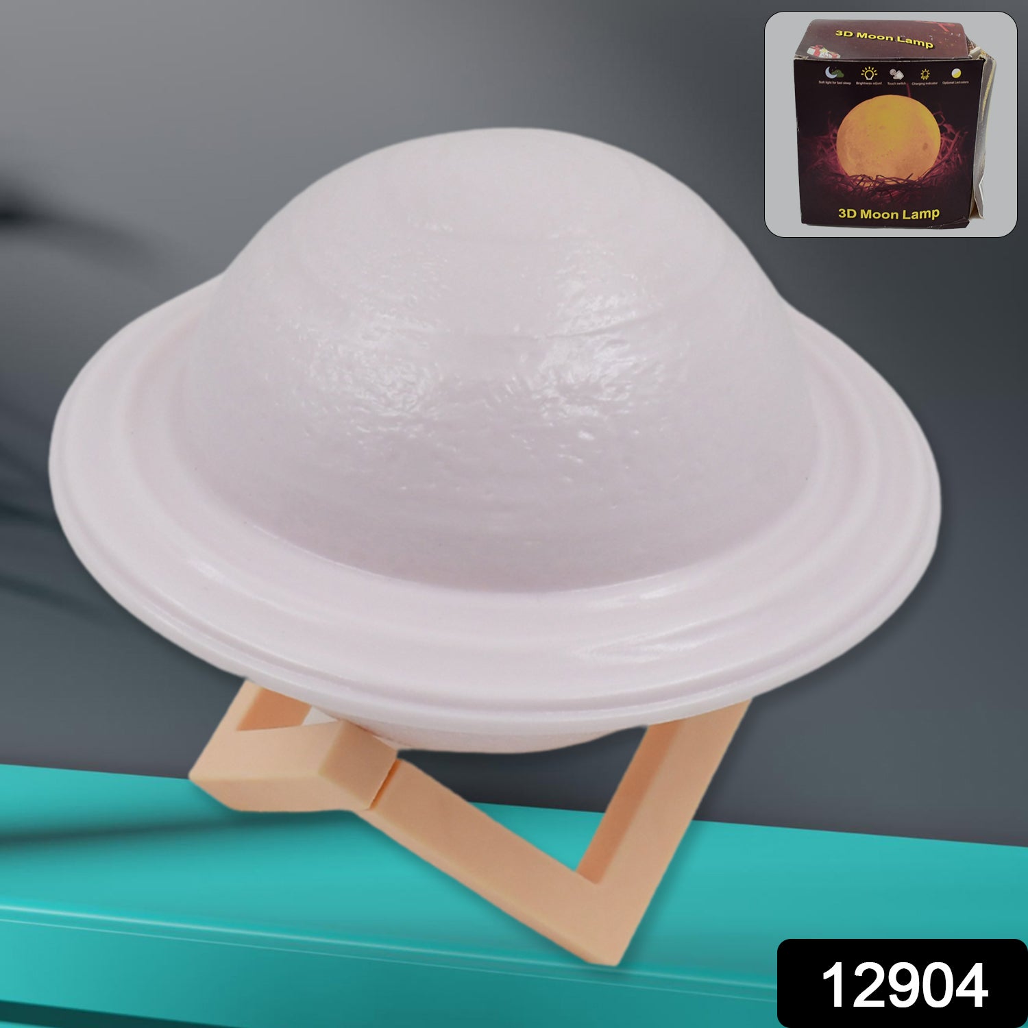 Multicolor 3D Saturn lamp by Wukusy, home decor bedside night light with base, realistic planetary design, perfect for modern spaces.