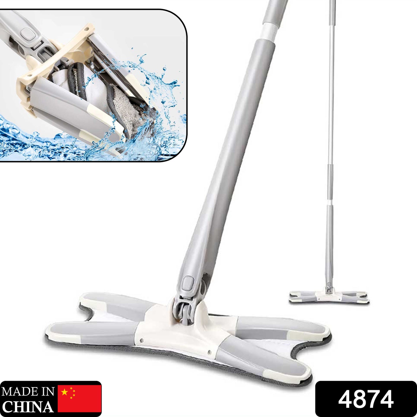 Wukusy X Shape microfiber flat mop with 360° flexible head, wet and dry cleaning, includes microfiber pad for home and kitchen use.