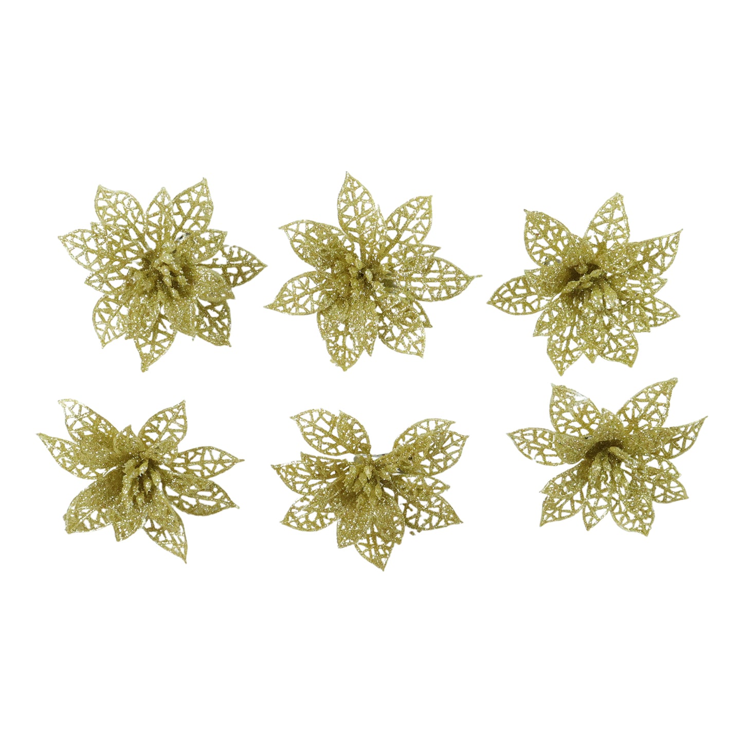 Glitter Flower Hair Clip Set (6 Pc Mix Color Set)