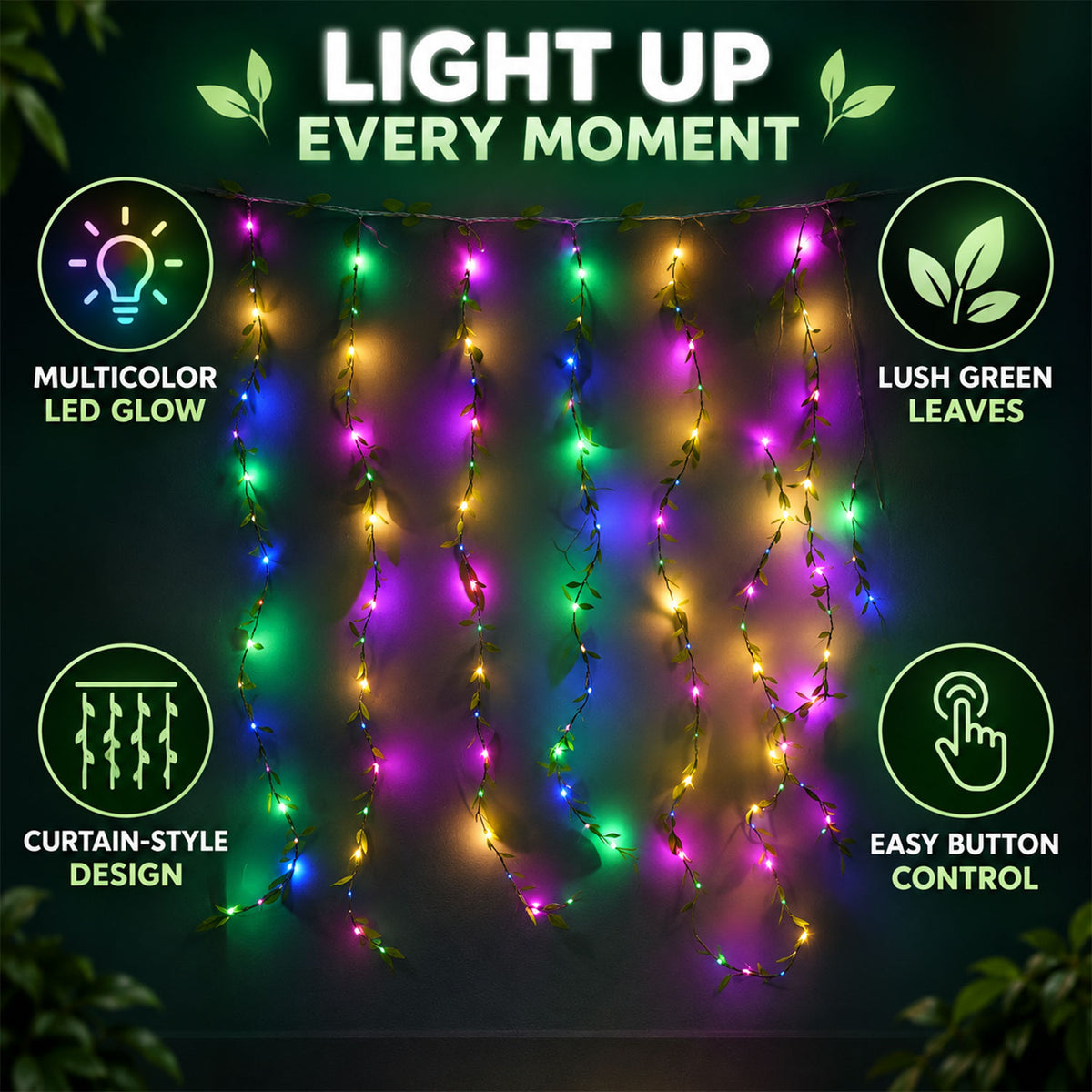 Bis Certified Decorative Leaf Led Curtain Light With Button Controller (1 Pc Approx. 3.5 Mtr)