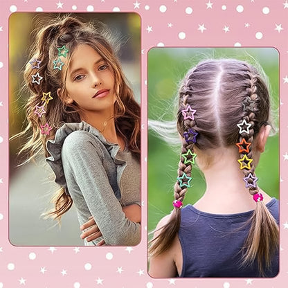 Set of 10 Wukusy metal printed star-shaped hair clips featuring shiny metallic finish and secure grip for styling.
